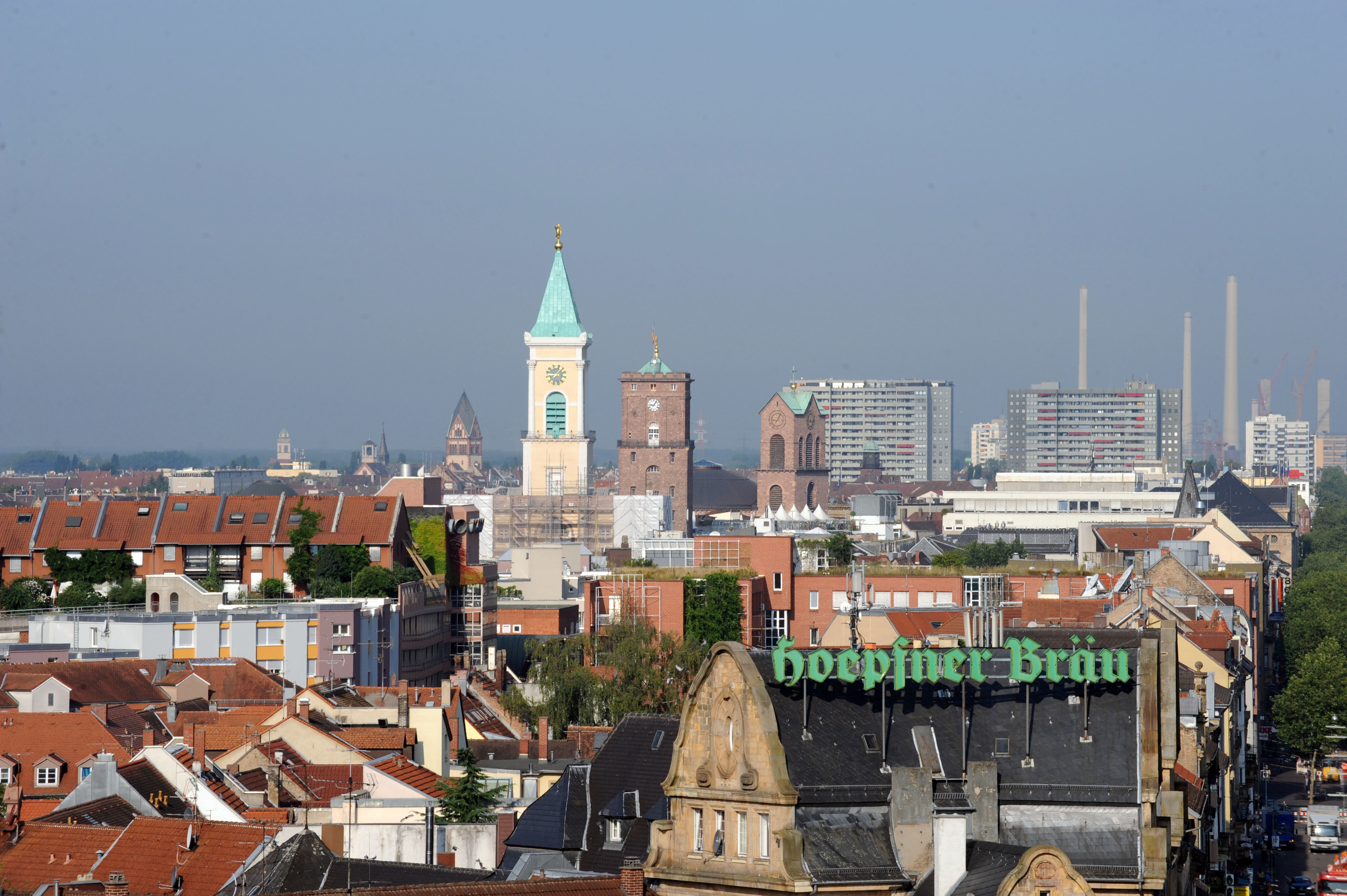 Noch sind kaum Hochhäuser in Karlsruhe zu sehen