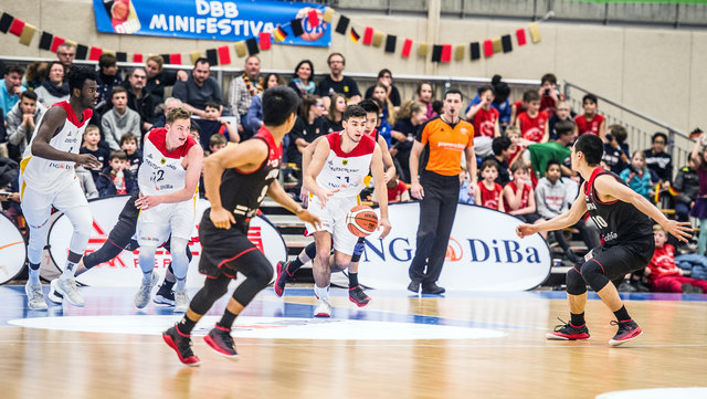 Auf geht’s: die deutschen U18-Basketballer im Spiel gegen Japan. | Foto: Christian Gaier
