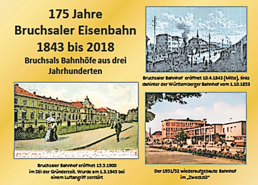 Die Bahn hat zum Jubiläum eine Postkarte mit alten Ansichten des Bruchsaler Bahnhofs herausgegeben.