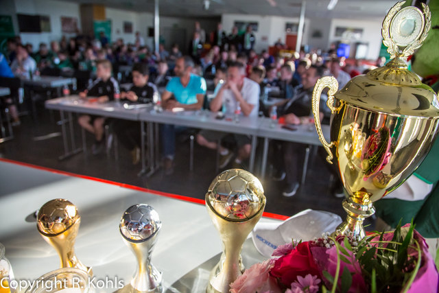 Die Pokale für die Gewinner der AOK Mini WM. | Foto: Roland Kohls
