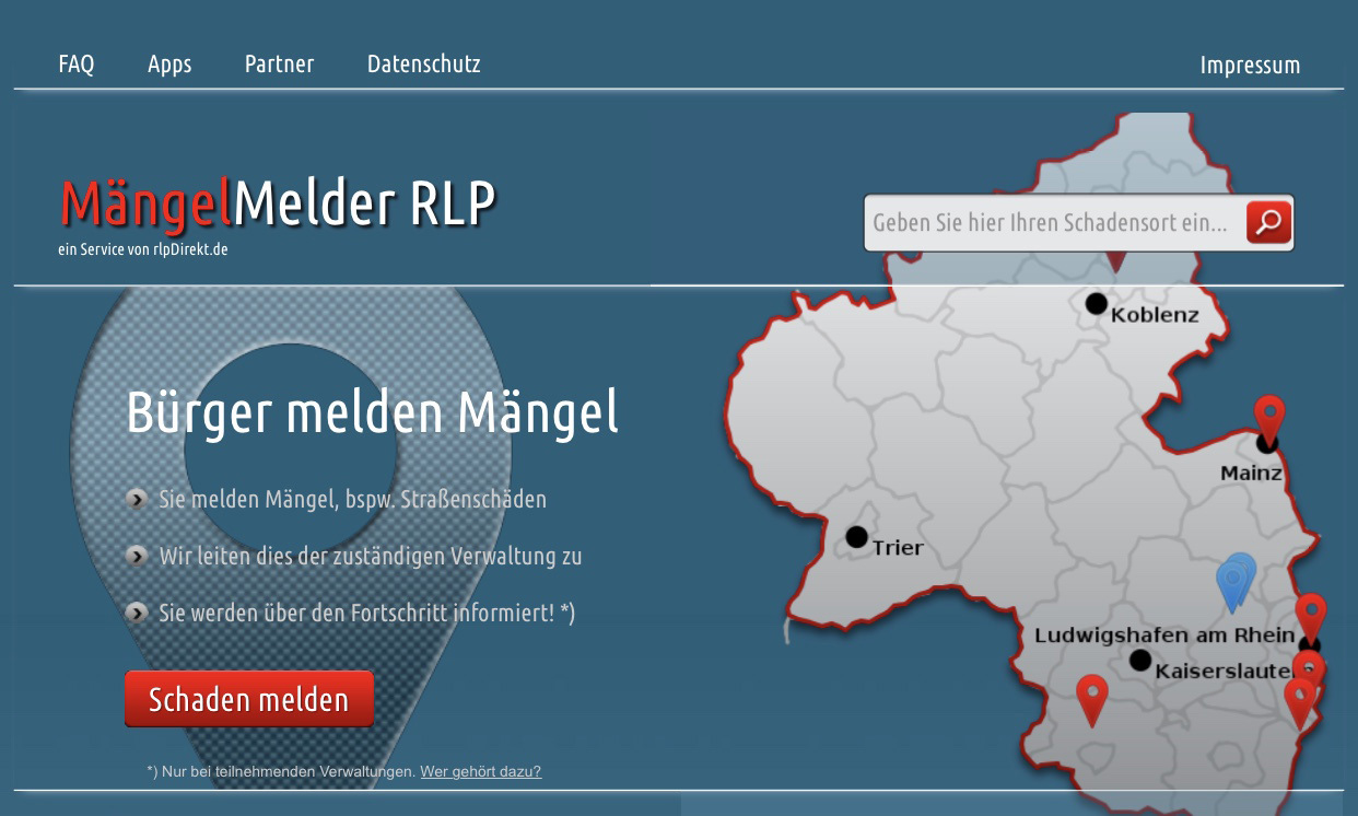Ab sofort ist der MängelMelder RLP auch in der VG Römerberg-Dudenhofen nutzbar.