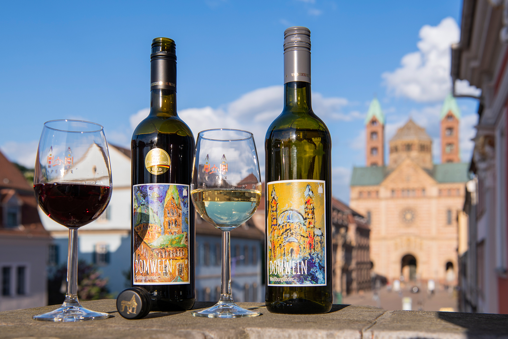Die neuen Domweine sind jeweils ein Weiß- und ein Rotwein. Als Vertreter der Weißweine wurde ein 2017 Herxheimer Kobnert Weißburgunder trocken, mit fruchtigen Aromen wie Birne, Apfel und Ananas vorgestellt. Der Rotwein ist ein 2016 Herxheimer Kobnert, ein trockener Spätburgunder mit Waldbeernuancen.