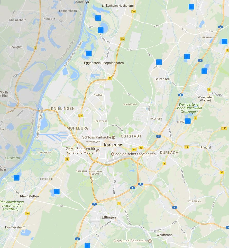 Screenshot der Region Karlsruhe