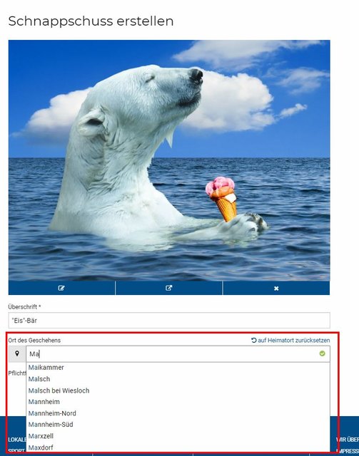 Schritt 5 - Ort des Geschehens auswählen: Wählen Sie aus unserer Ortsliste den "Ort des Geschehens" aus, damit Ihr Schnappschuss leichter gefunden werden kann. Sollte Ihr Ort oder Ihr Stadtteil nicht vorhanden sein, können Sie die Verbandsgemeinde oder den übergeordneten Stadtteil auswählen.  | Foto: Wochenblatt-Redaktion
