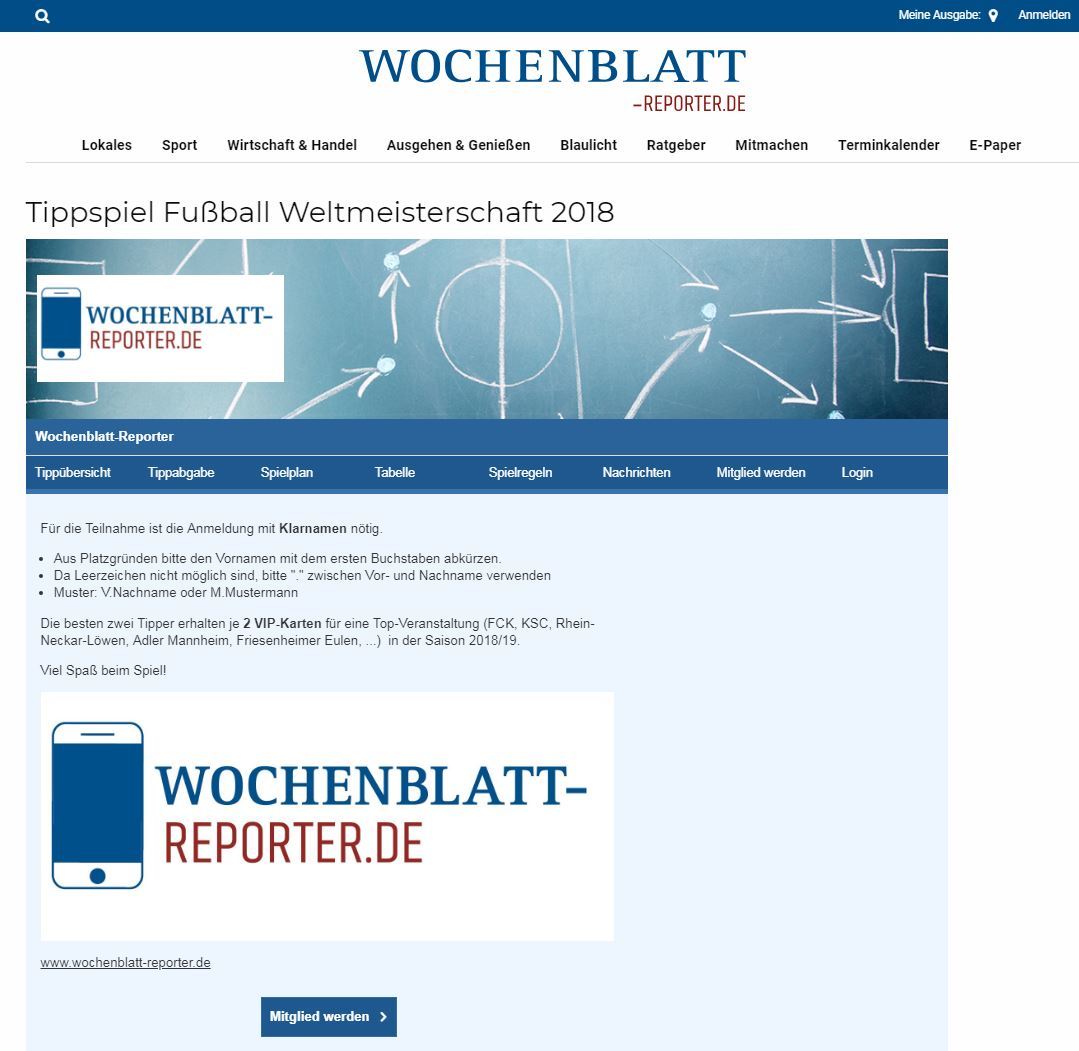 Anmelden und mitmachen: Am großen Wochenblatt-Tippspiel zur Fußball-Weltmeisterschaft 2018 kann jeder teilnehmen, ganz egal ob als Fußball-Kenner oder einfach nur zum Spaß.