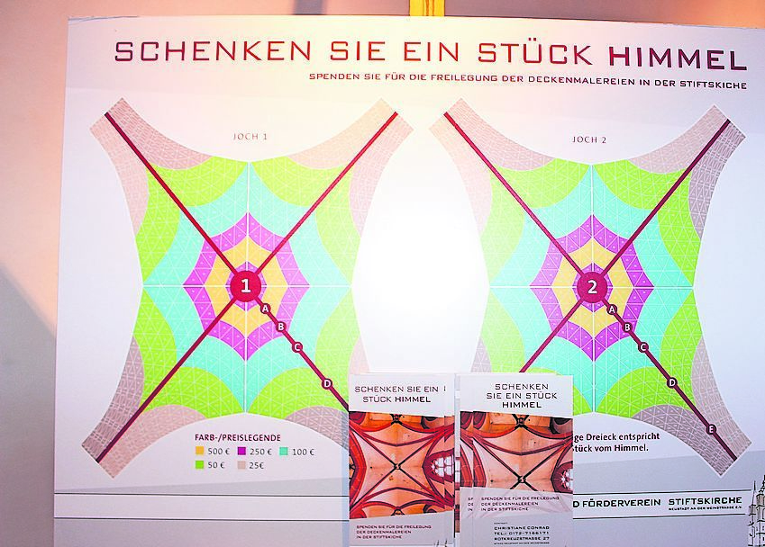 Für die „Himmelsstifter“ liegen Flyer mit Bestellcoupon in der Stiftskirche aus.