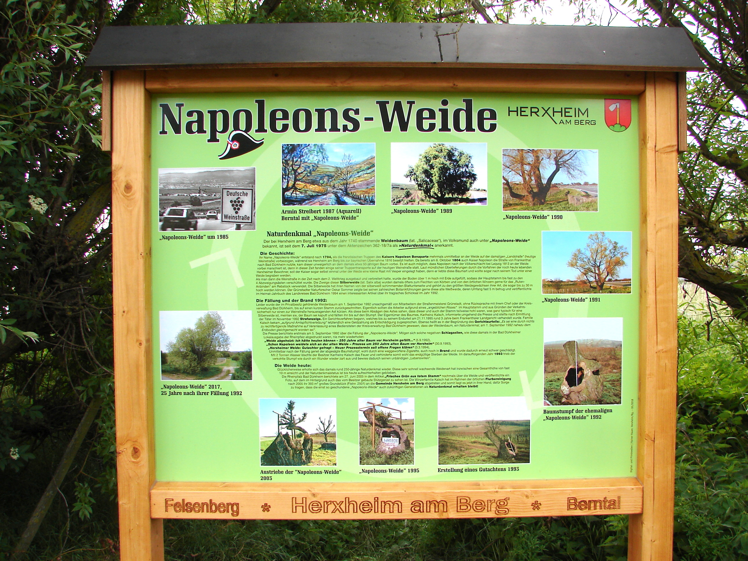 Eine Infotafel erzählt die Geschichte der "Napoleons-Weide".