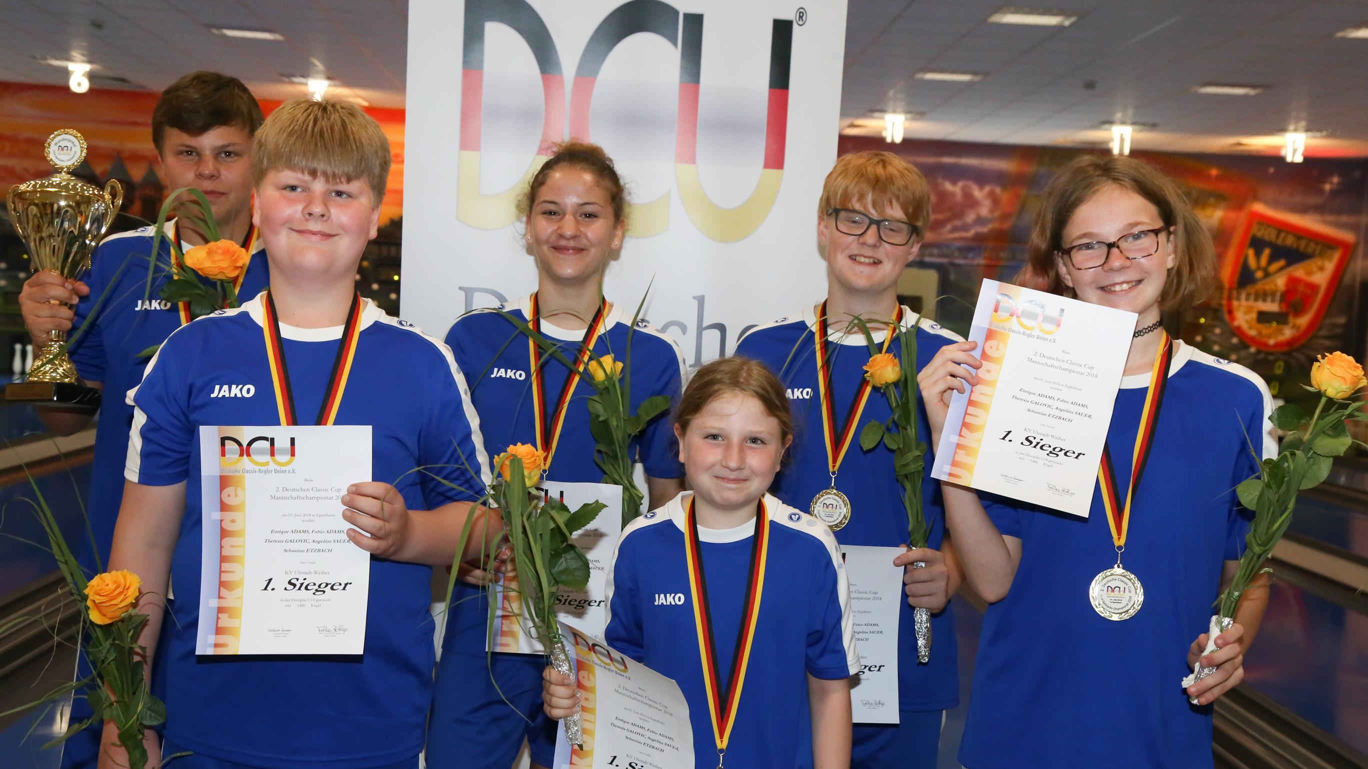 Das siegreiche Team vom KV SK Ubstadt. Die Jugendlichen holten nach 30 Jahren wieder einen deutschen Meistertitel U14-Mannschaft gemischt.