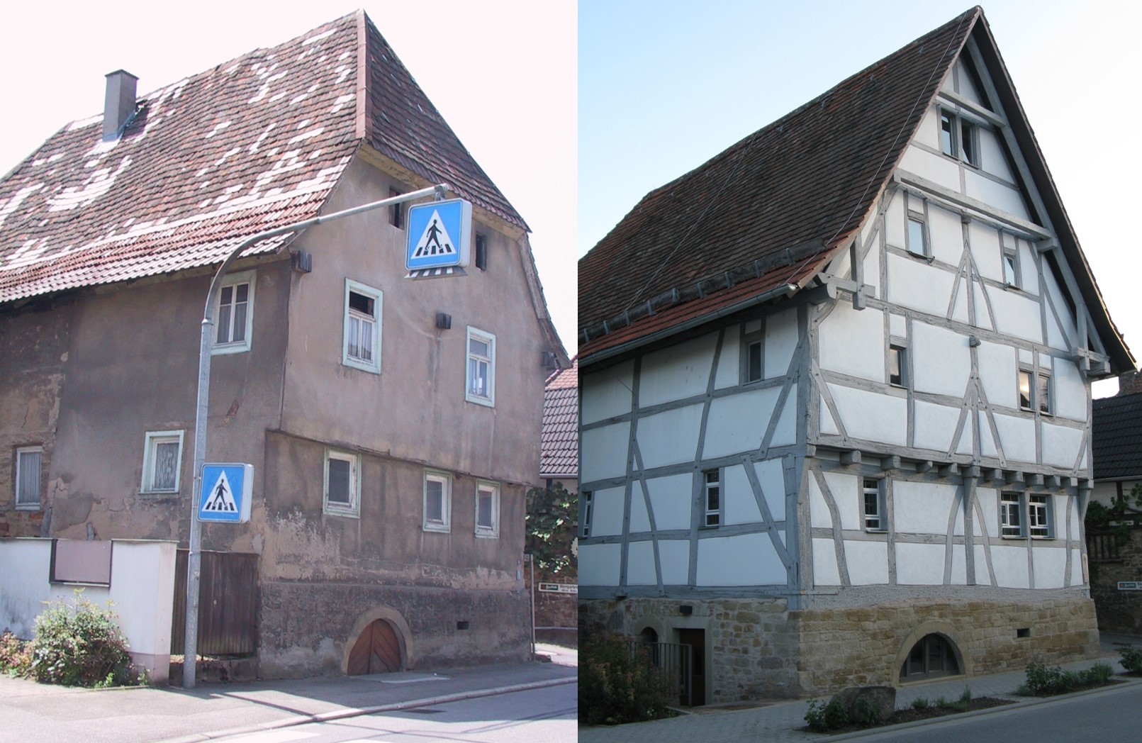 Vorher-Nachher-Bilder: das Firstständerhaus in Zeutern