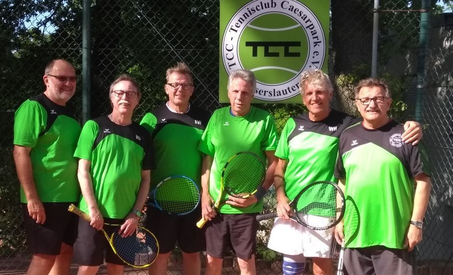 Herren 60-Aufsteiger in die Pfalzliga: Jürgen Sandoval, Rainer Wolfgramm, Heiner Dietrich, Wolfgang Tiedtke, Wolfgang Hubert und Matthias Pink (von links)