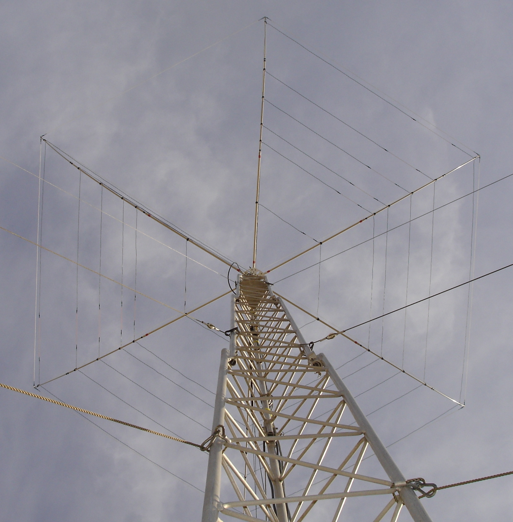 Gittermast mit einer sogenannten Hexbeam Antenne