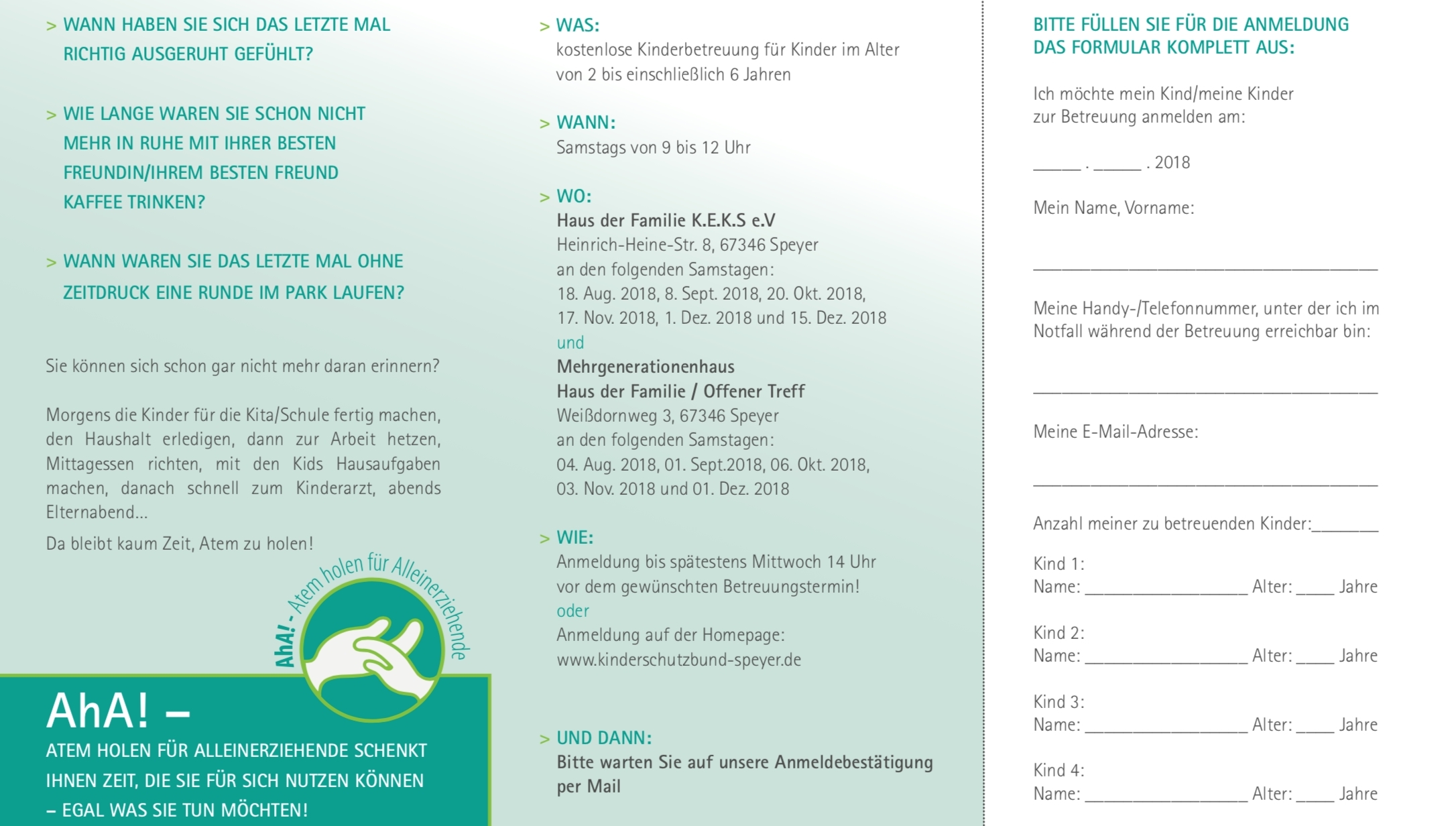 Zur Anmeldung kann dieses Formular ausgefüllt werden.