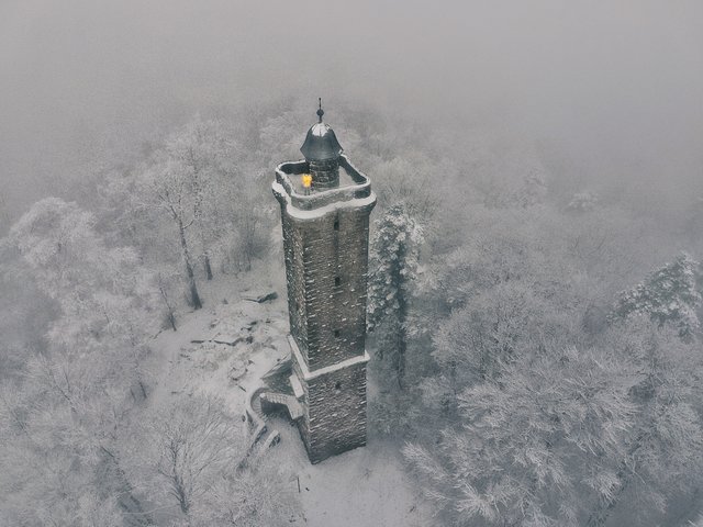 Der Luitpoldturm im Schneegestöber | Foto: Yannick Scherthan