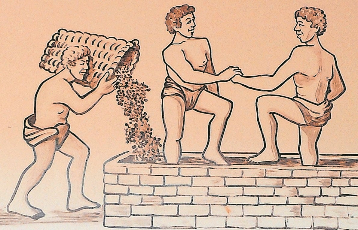 Weintreter bei der Arbeit.