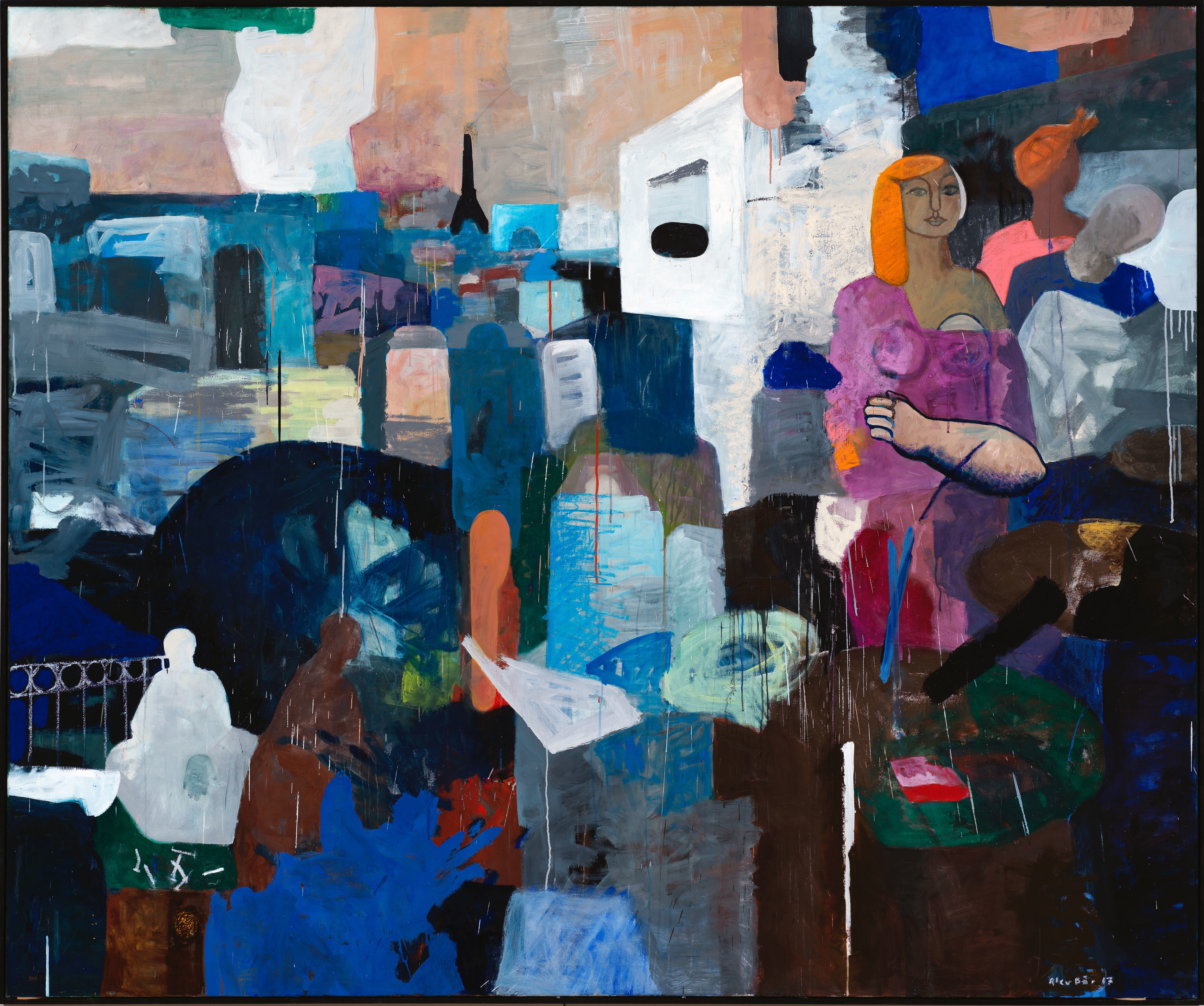 Das Werk „Paris“ (Mischtechnik auf Leinwand, 2017, 190 x 230 cm) von Alex Bär ist im Wilhelm-Hack-Museum zu sehen.