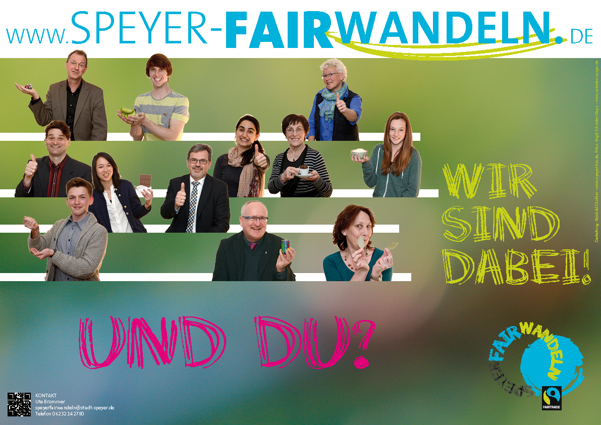 Am 29. September 2013 wurde Speyer als Fairtrade Stadt ausgezeichnet und ist damit nachhaltig die Verpflichtung eingegangen, das Ziel 12 der Agenda 2030 „Verantwortungsvoller Konsum“ lokal umzusetzen.