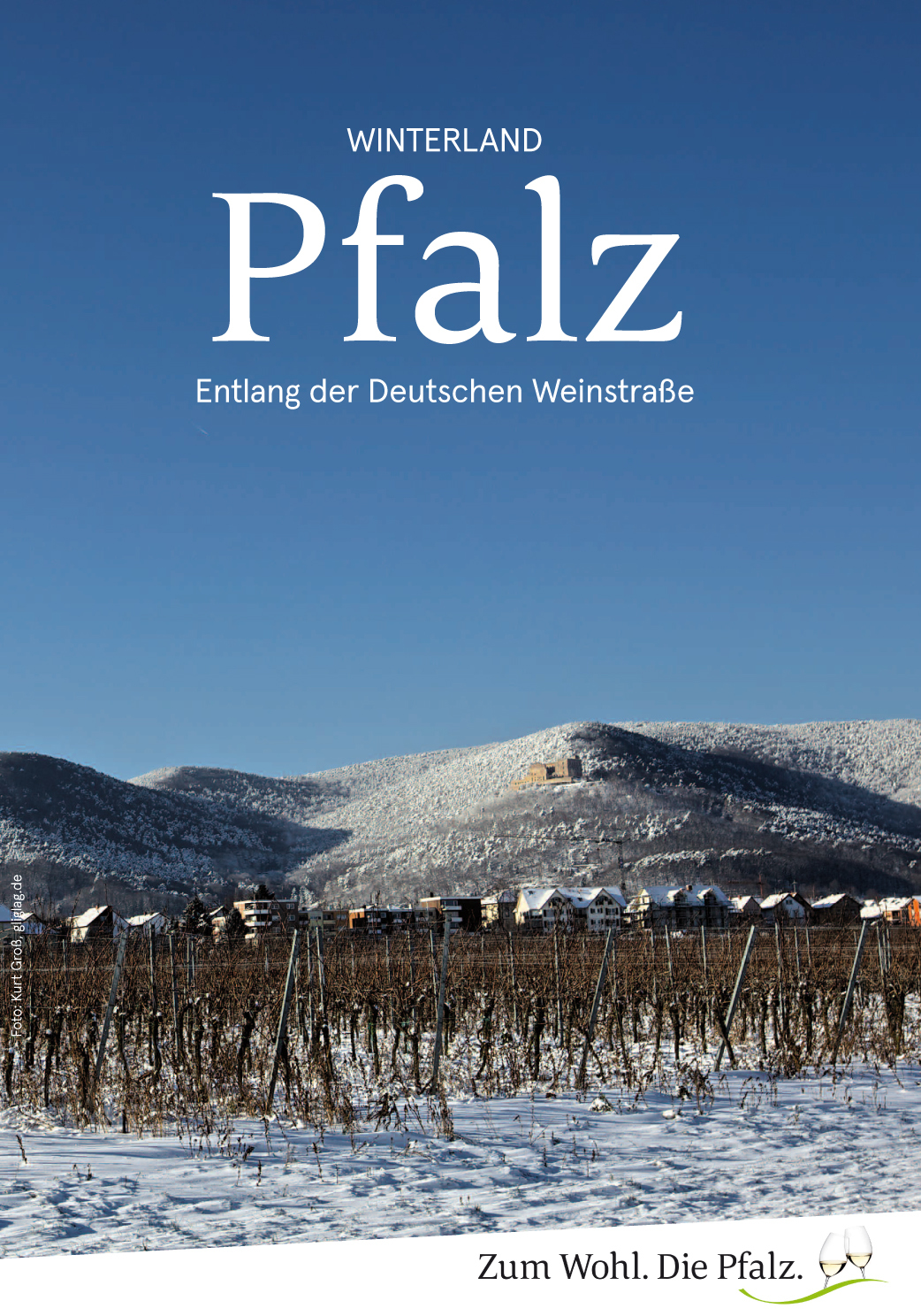Die verschneiten Weinberge in der Pfalz