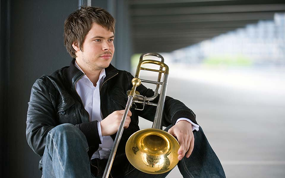 Der Soloposaunist des SWR Sinfonieorchesters und mittlerweile international gefragter Solist Frederic Belli.