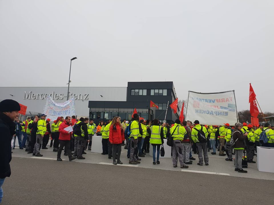 Im Mercedes-Benz Consolidation Center findet derzeit ein Warnstreik der Mitarbeiter statt.