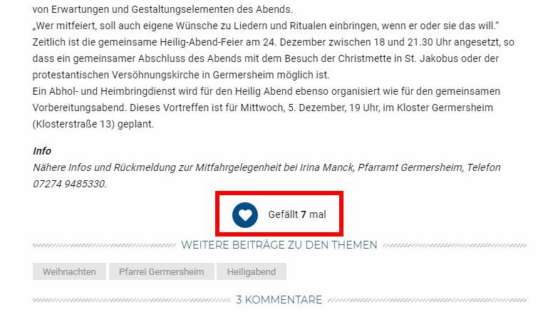 Zeigen Sie mit einem Klick auf das Herz, welche Beiträge und Schnappschüsse Ihnen gut gefallen.