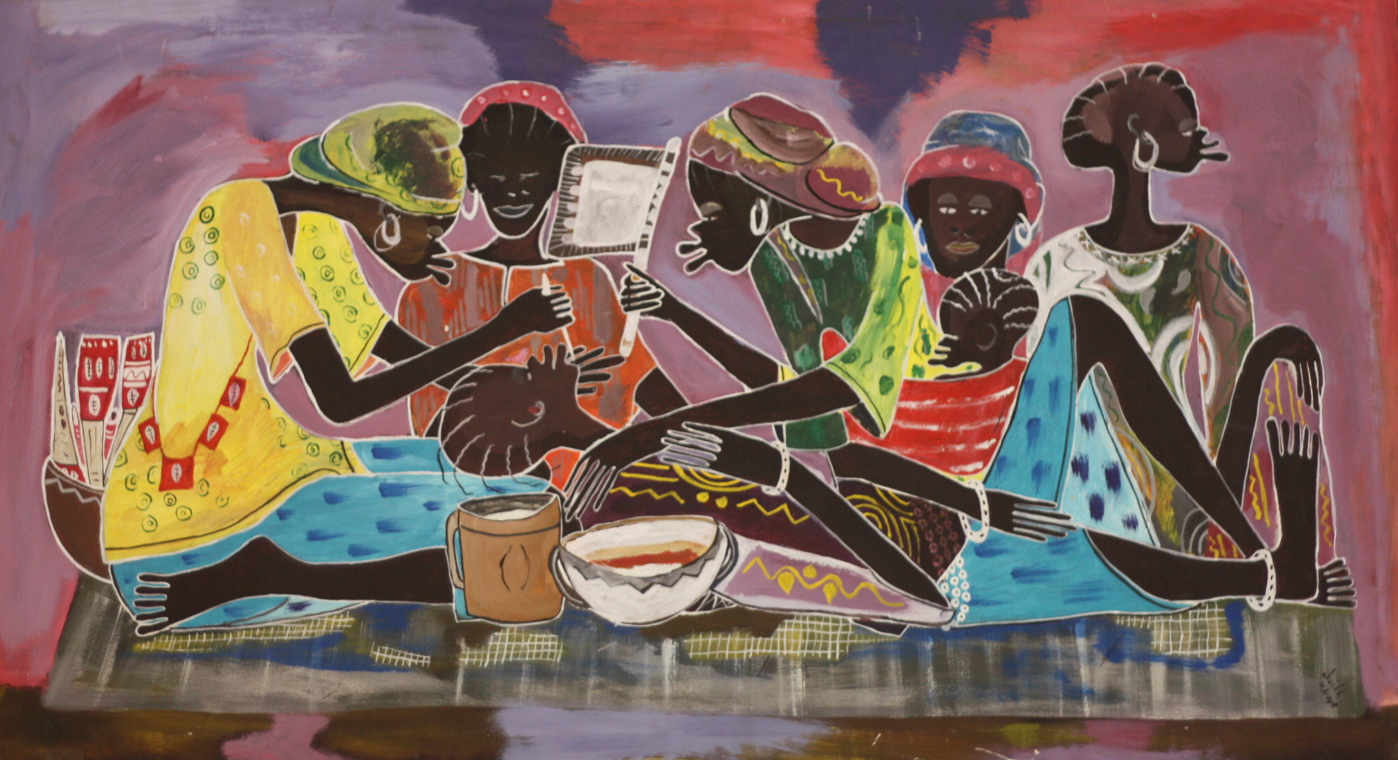 Cheik Ndiaye/ Mbour "In Erwartung", Acryl on Canvas