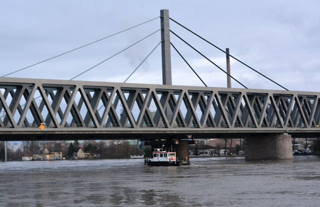 06.01.2018, Peilschiff unter der Rheinbrücke Maximiliansau | Foto: A. Abt