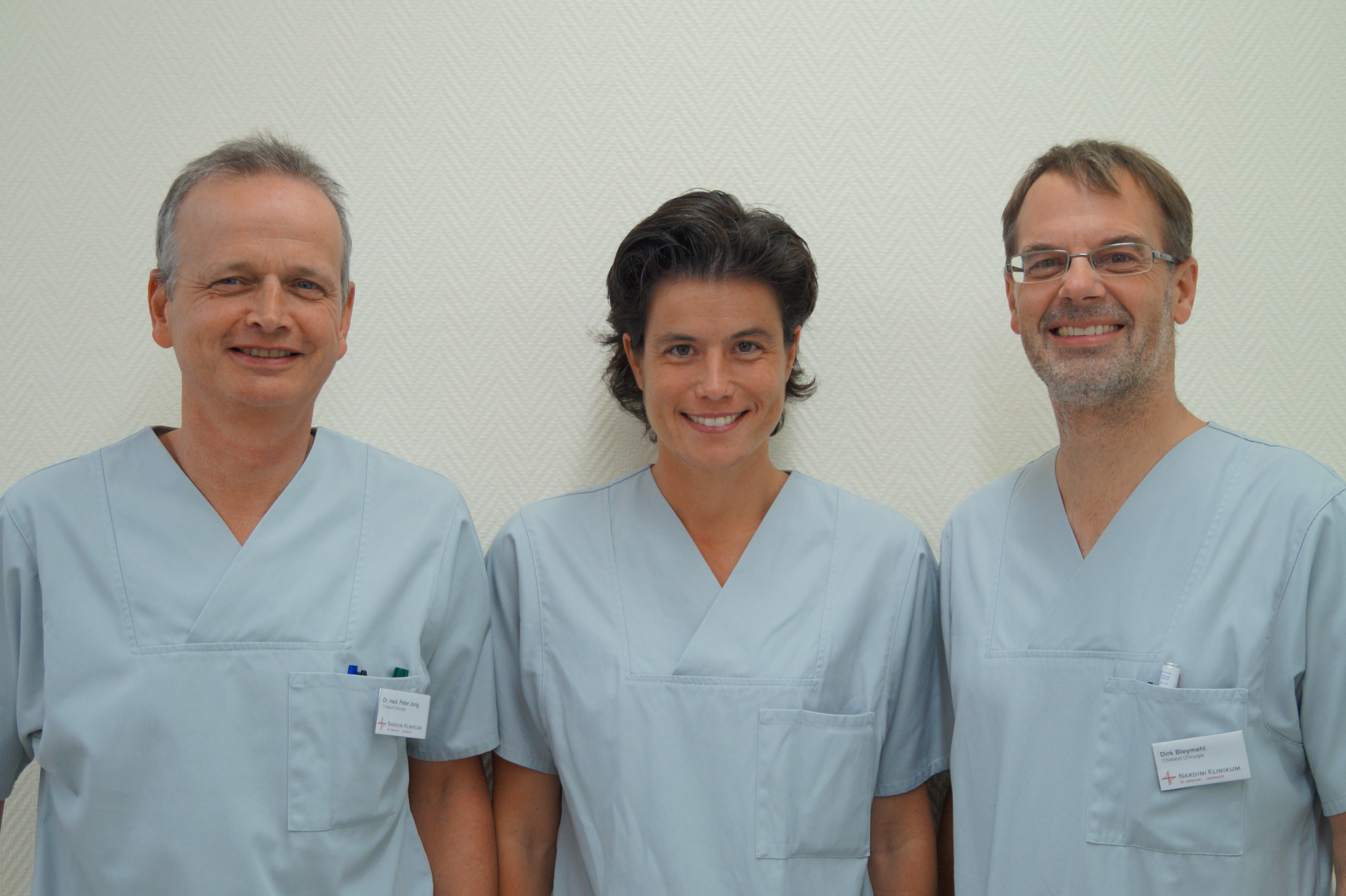 Fachärzte der Chirurgie am Nardini Klinikum Dr. Peter Jung, Dr. Nicole Kneller und Dr. Dirk Bleymehl