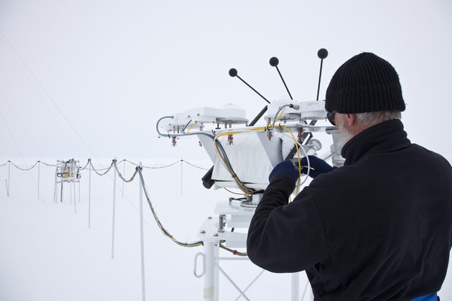 Überwinterungsmannschaft bei Messungen | Foto: Alfred-Wegener-Institut / Thomas Steuer