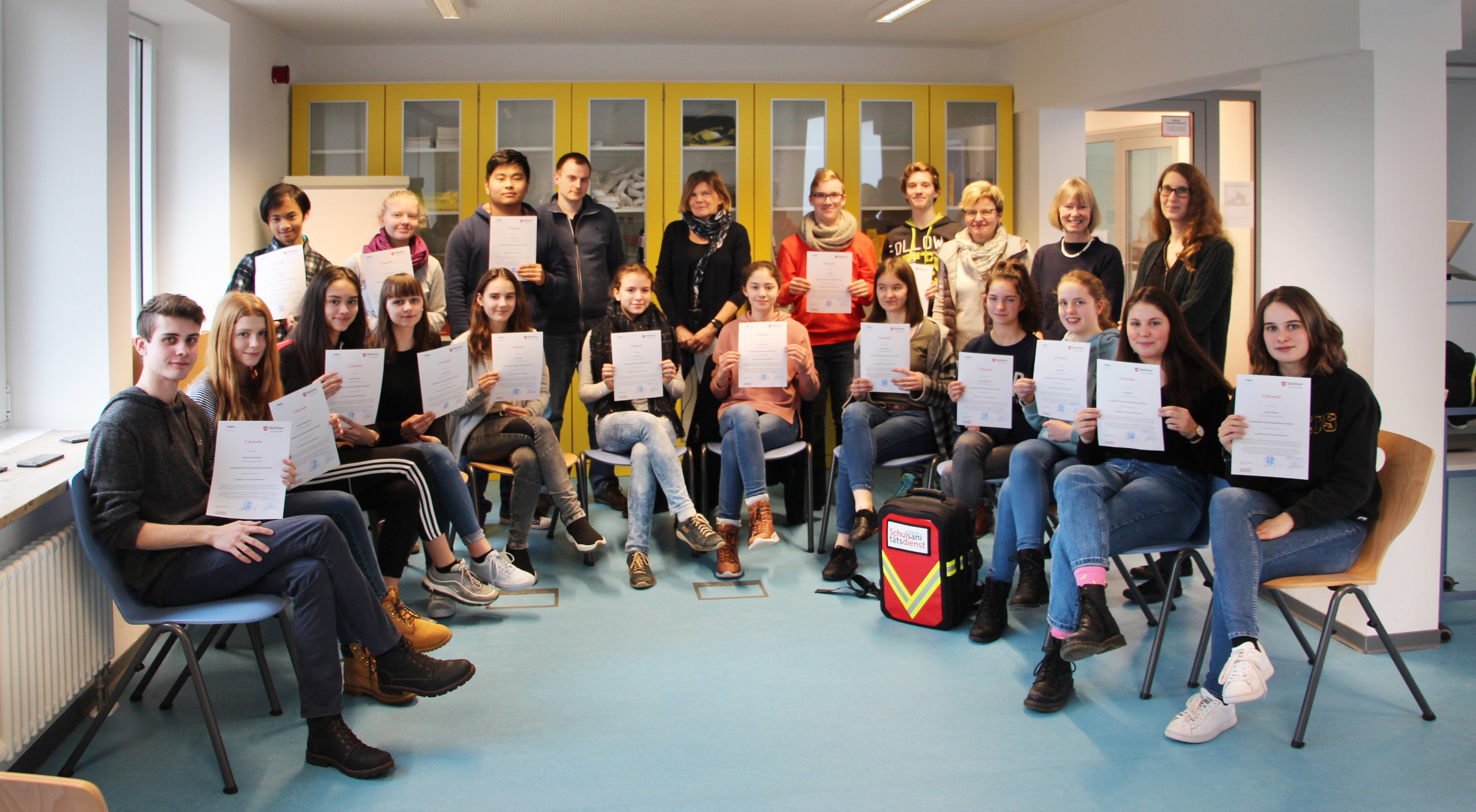 Die neuen Ersthelfer im Schulsanitätsdienst.