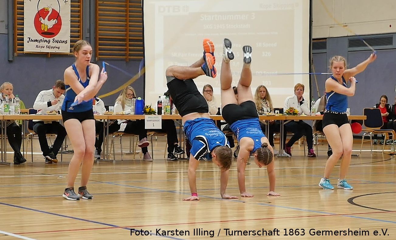 Team Germersheim 1 beim Double Dutch Pair
vlnr: Annalena Stoll, Pascal Bär, Fabienne Metzger, Sabrina Kunz
