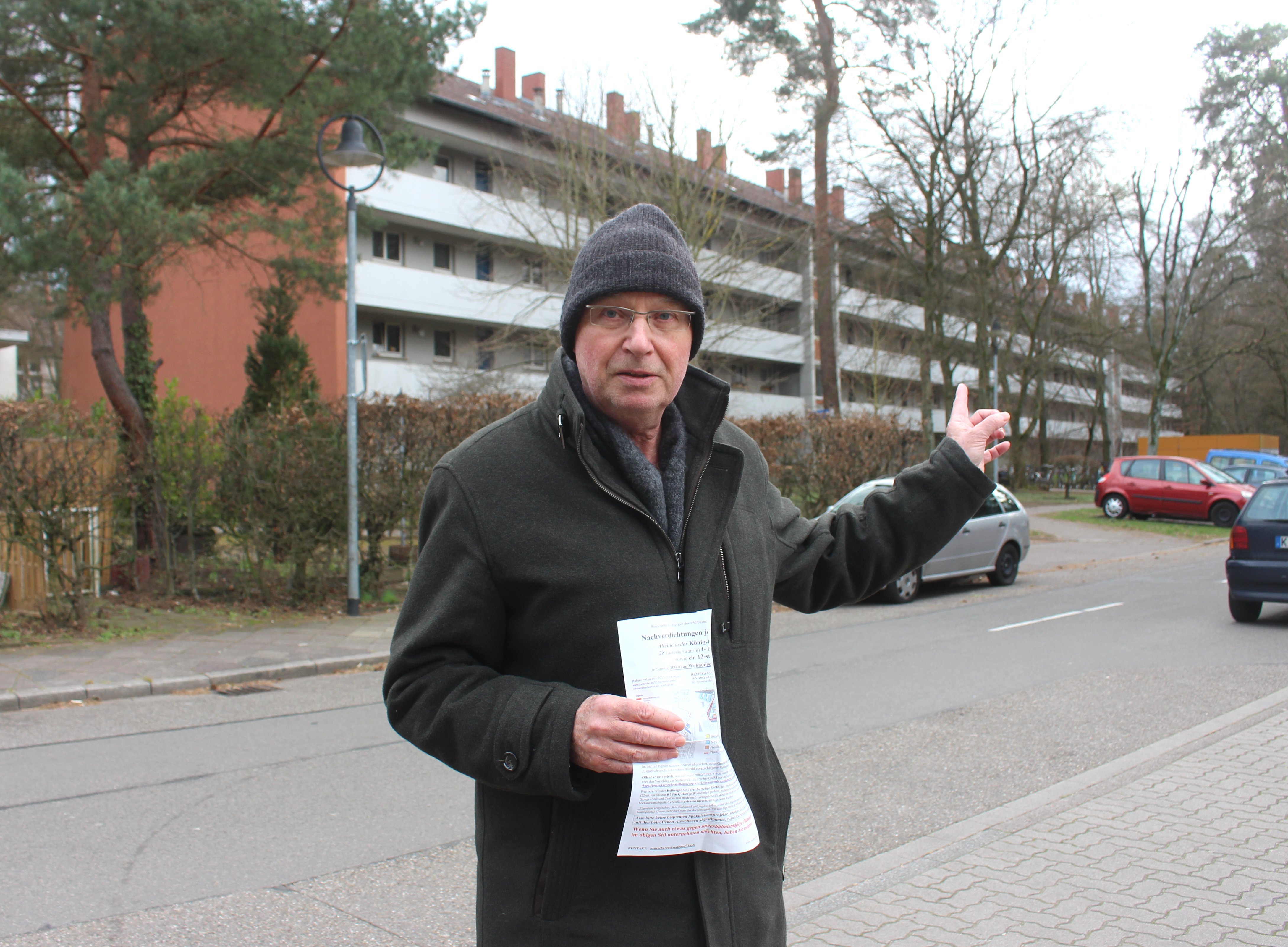 Hans Diefenbach, Sprecher der Bürgerinitiative, will die Öffentlichkeit weiter gegen ein Bauprojekt in der Kolberger Straße/Waldstadt mobilisieren.
