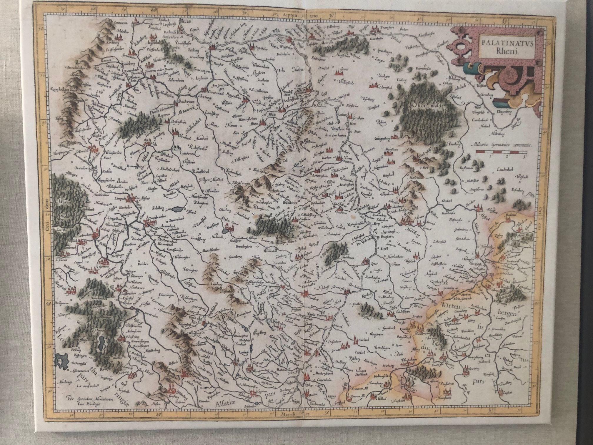 Gerhard Mercator (1512 - 1594), Jodocus Hondius I (1563 - 1612), Jodocus Hondius II (1593 - 1629): Palatinatus Rheni, Kol. Kupferstich, Amsterdam 1623