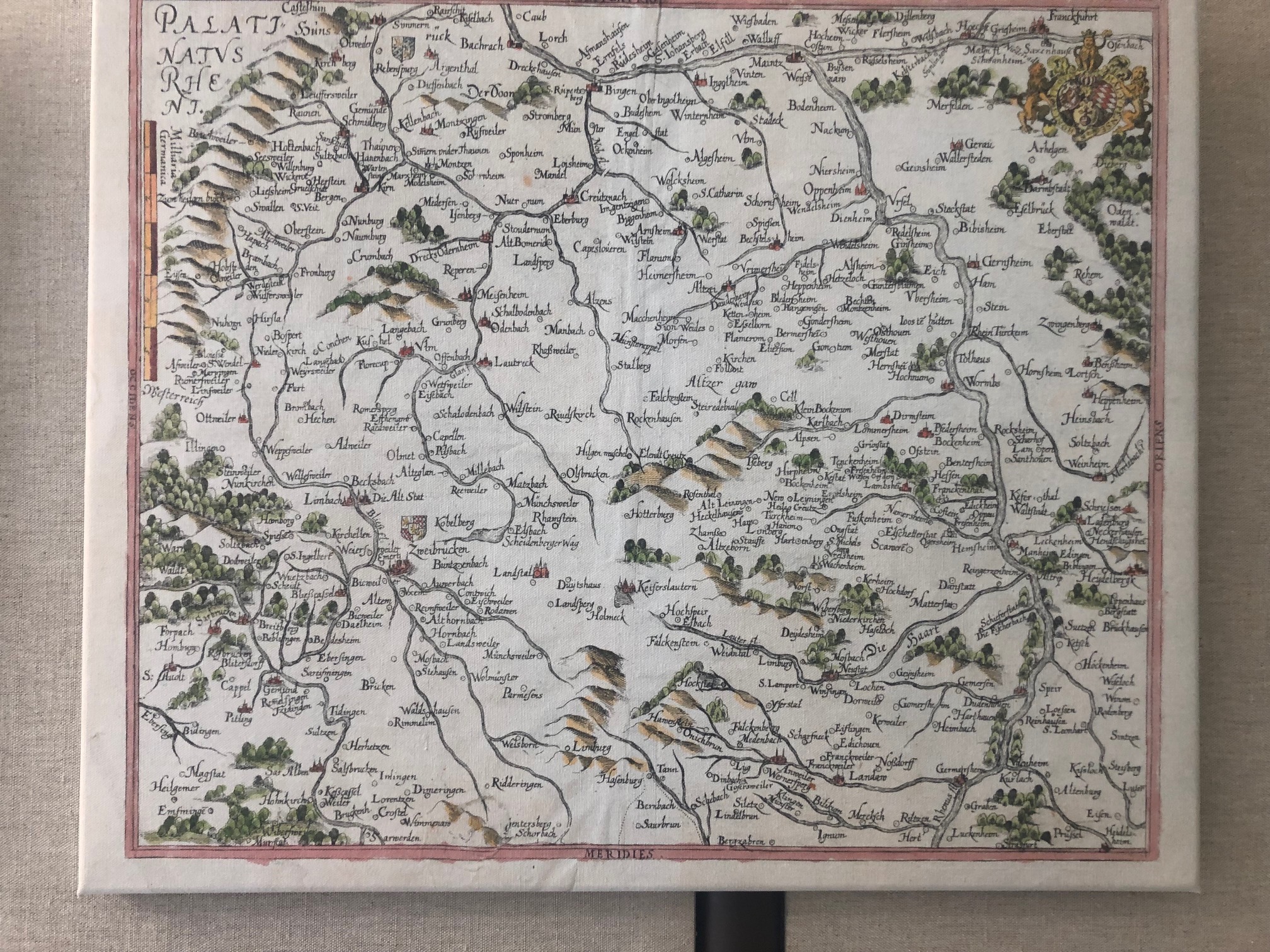 Nicolaus Bellus (1580 - 1629) (Pseud. für Michael Caspar Lunorp), Palatinatus Rheni, Kol. Kupferstich, Frankfurt/M. 1625