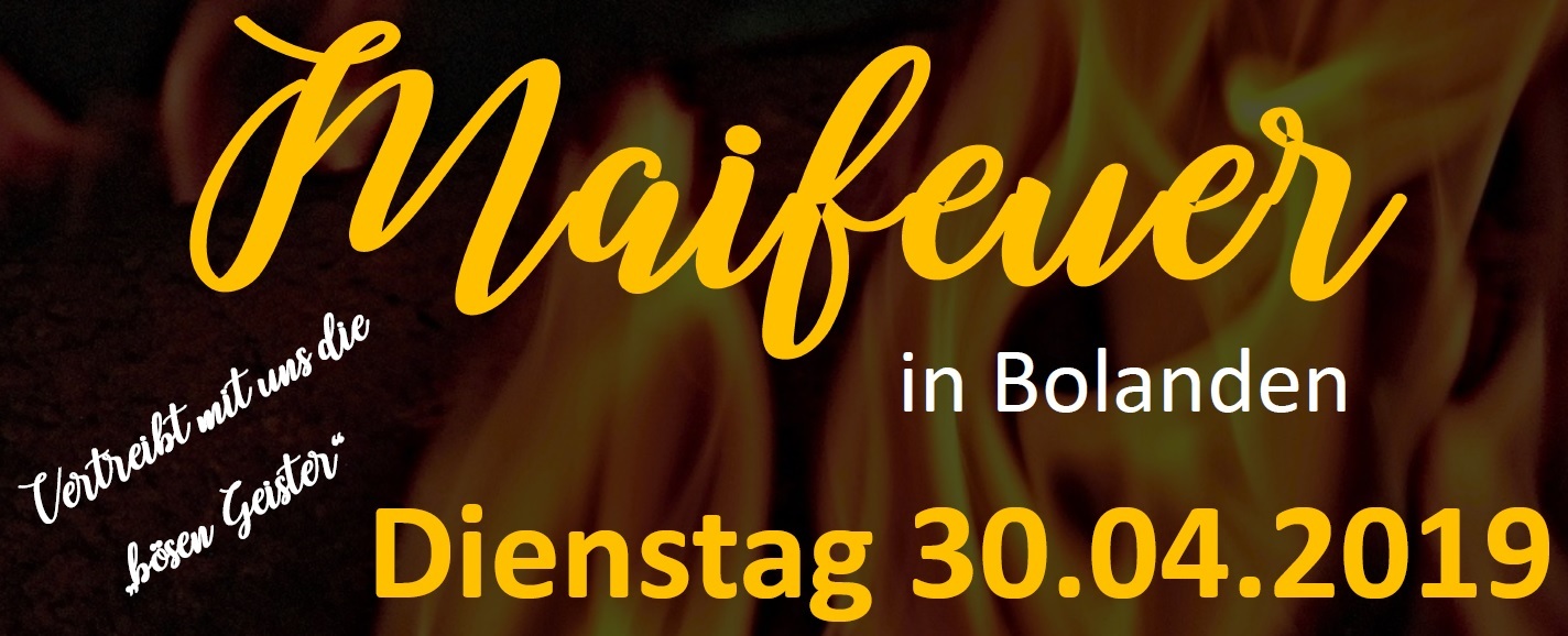 Am 30.04.2019 lädt der RV Bolanden ab 18 Uhr zum geselligen Maifeuer auf den Marktplatz in Bolanden