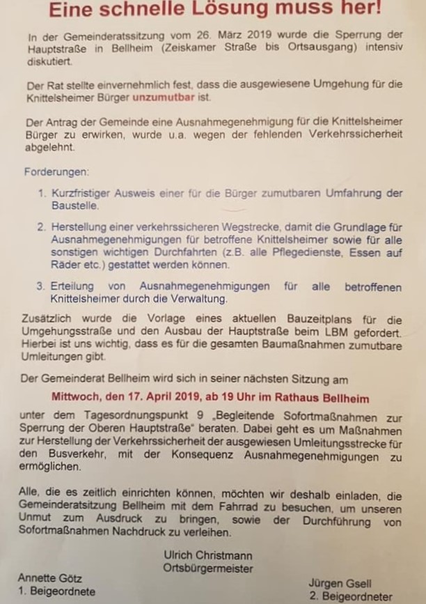 Dieses Schreiben wurde verteilt.