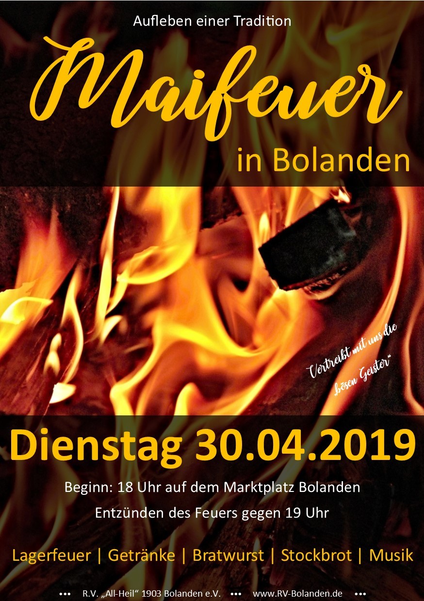 Veranstaltungsflyer zum Maifeuer 2019