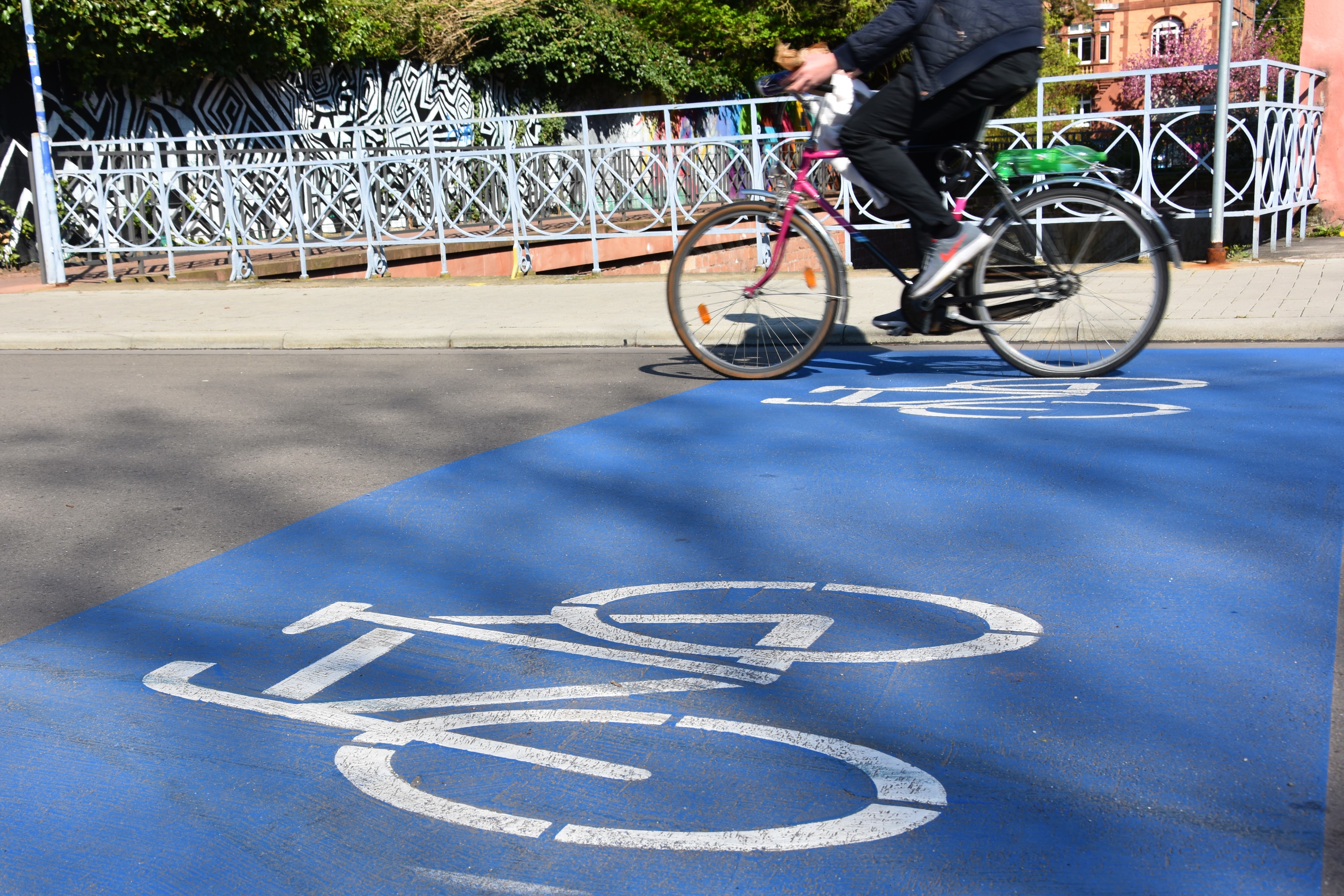 Fahrradstraße An 44: Die Ausweisung der innerstädtischen Straße als Fahrradstraße ist eine von mehreren Maßnahmen, die die Stadt Landau bereits zur Verbesserung der Radverkehrssituation ergriffen hat.