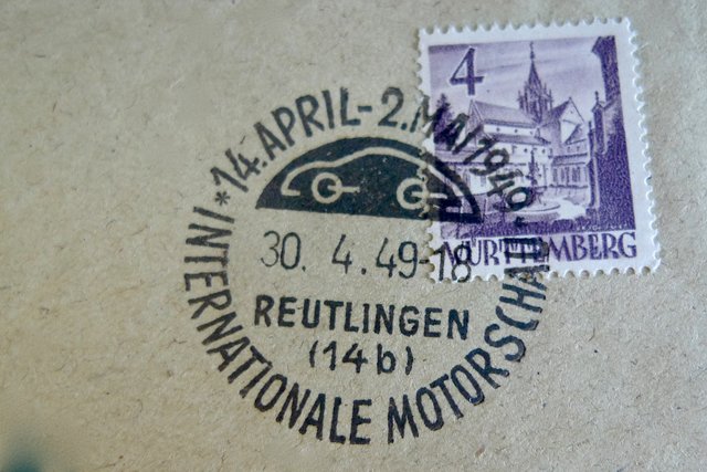  Int.  Motorschau 1949, Porsche im Stempelbild | Foto: hs