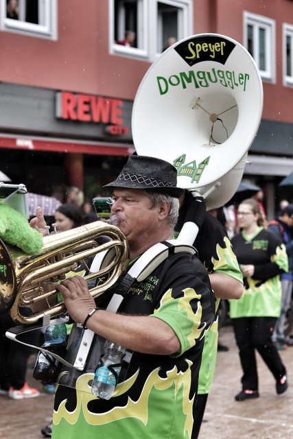 Guggen und Fanfarenzüge sorgen für Schwung im Umzug. | Foto: Bauer