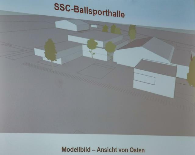 die geplante Ballsporthalle im Vordergrund | Foto: SSC