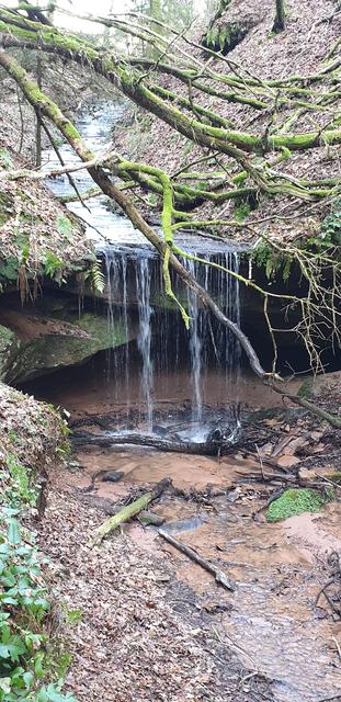 Der kleinere der zwei Wasserfälle im Kessel am Ende des Odenbachtales | Foto: Handyfoto von Jens Vollmer