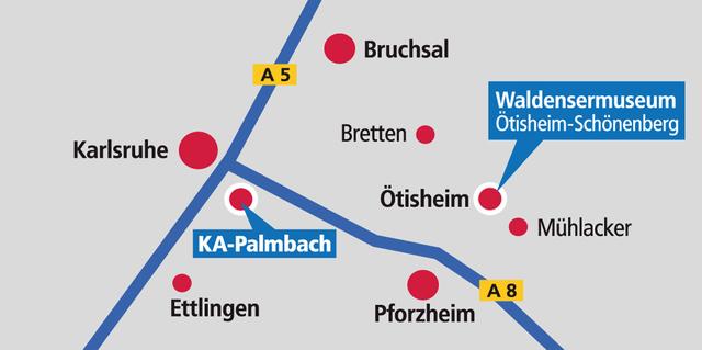 Hier finden Sie den Waldenserort Palmbach.