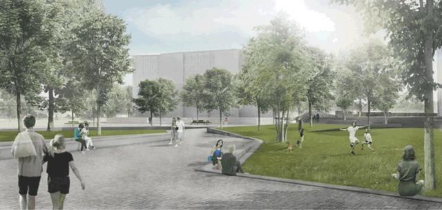 Der Bernhardusplatz (Blickrichtung Schule) soll ein grüner Platz werden