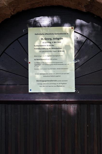 25.05. Schweinheimer Kirchel Jockgrim, Aushang der Pfarrei Mariä Heimsuchung