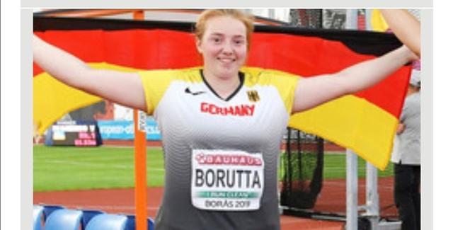 Samantha Borutta (links) von der TSG Mutterstadt gewann bei der Europameisterschaft 2019 in Schweden mit 63,53 Metern die Silbermedaille (Foto Samantha Borutta) 