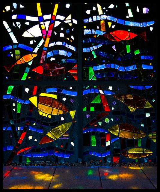 Rosengarten Zweibrücken - Wandmosaik im Gegenlicht