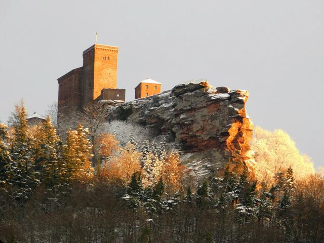 Burg Trifels von Bindersbach, 9. Januar 2021,gegen 10:30 Uhr fotographiert