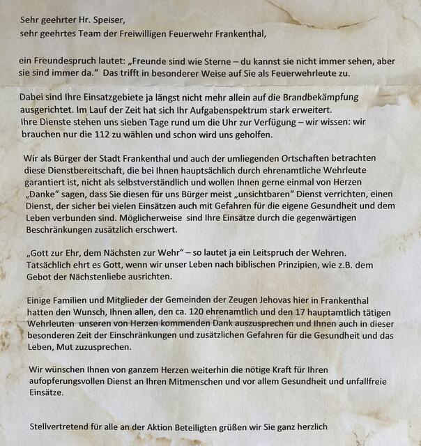 Unbedingt lesen, da geht jedem das Herz auf | Foto: Feuerwehr Frankenthal