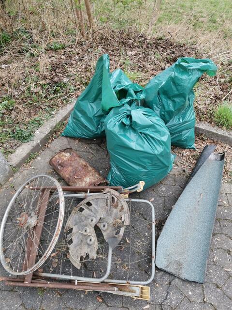 Alte Reifen, Wäscheständer und Dachpappe fanden die Helfer in der Oggersheimer Notwende | Foto: Siedlergemeinschaft BASF-Notwende