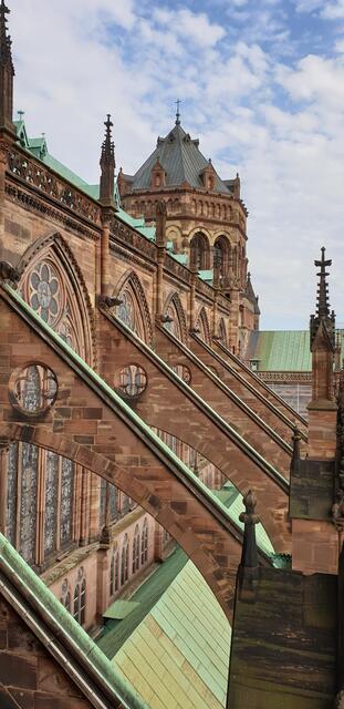 Auf dem Weg nach oben: Ineressanter Seitenblick auf das Straßburger Münster | Foto: Jens Vollmer